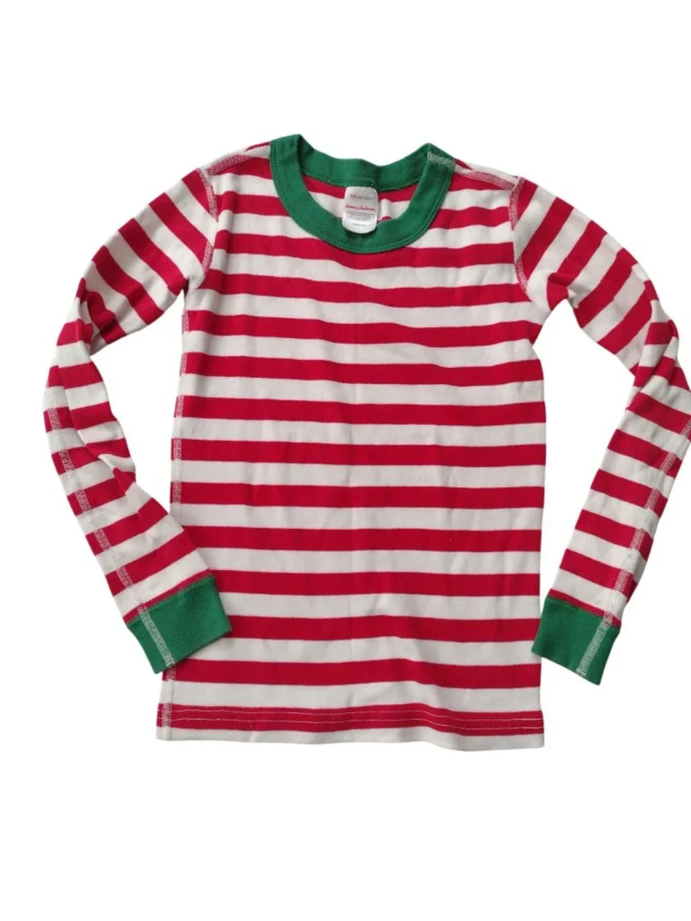 Hanna Andersson Christmas Stripe Pajamas Sz 6-7 Red White Long John Pjs